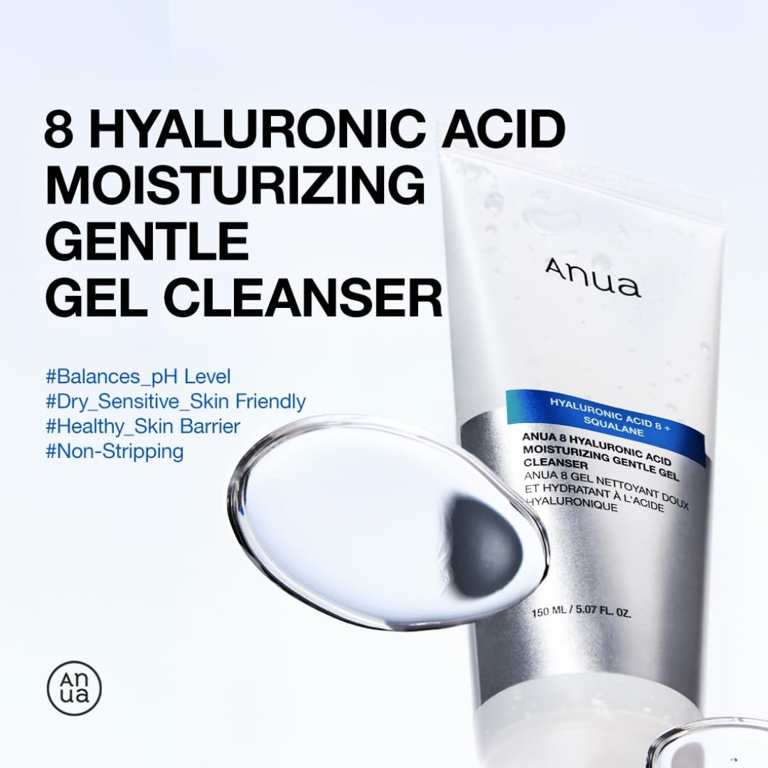 Anua Hyaluronic Acid + Squalene Gentle Gel Cleanser 150ml - Image 2